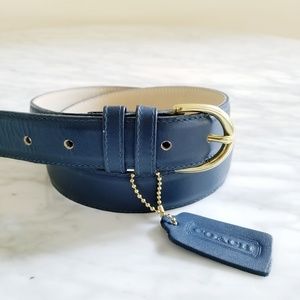 Coach Large Genuine Leather Navy Blue Belt
